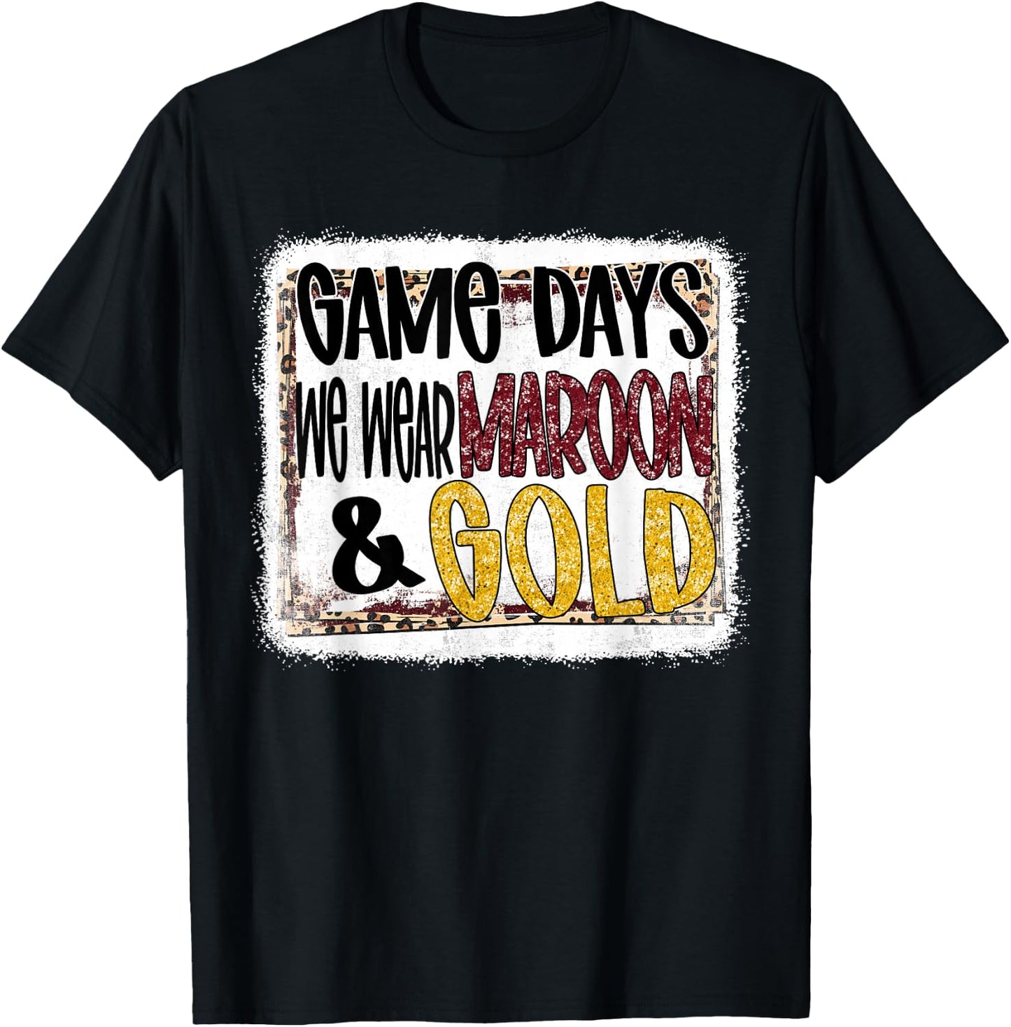 On Gameday Football We Wear Maroon and Gold School Spirit T-Shirt - T-Shirt | Black