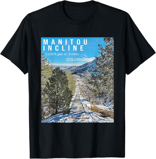 Manitou Springs Incline Gifts for Colorado Hiking T-Shirt - T-Shirt | Black