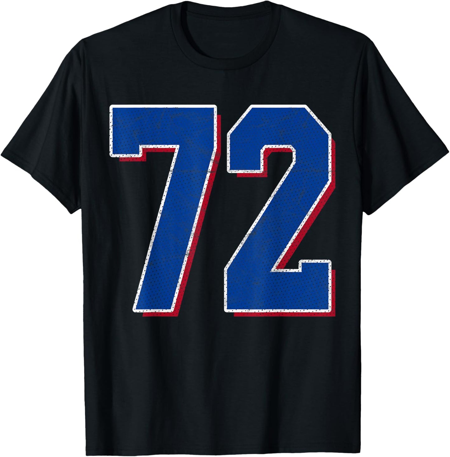 Number 72 Numbered Uniform Sports Team Jersey 72nd Birthday T-Shirt - T-Shirt | Black