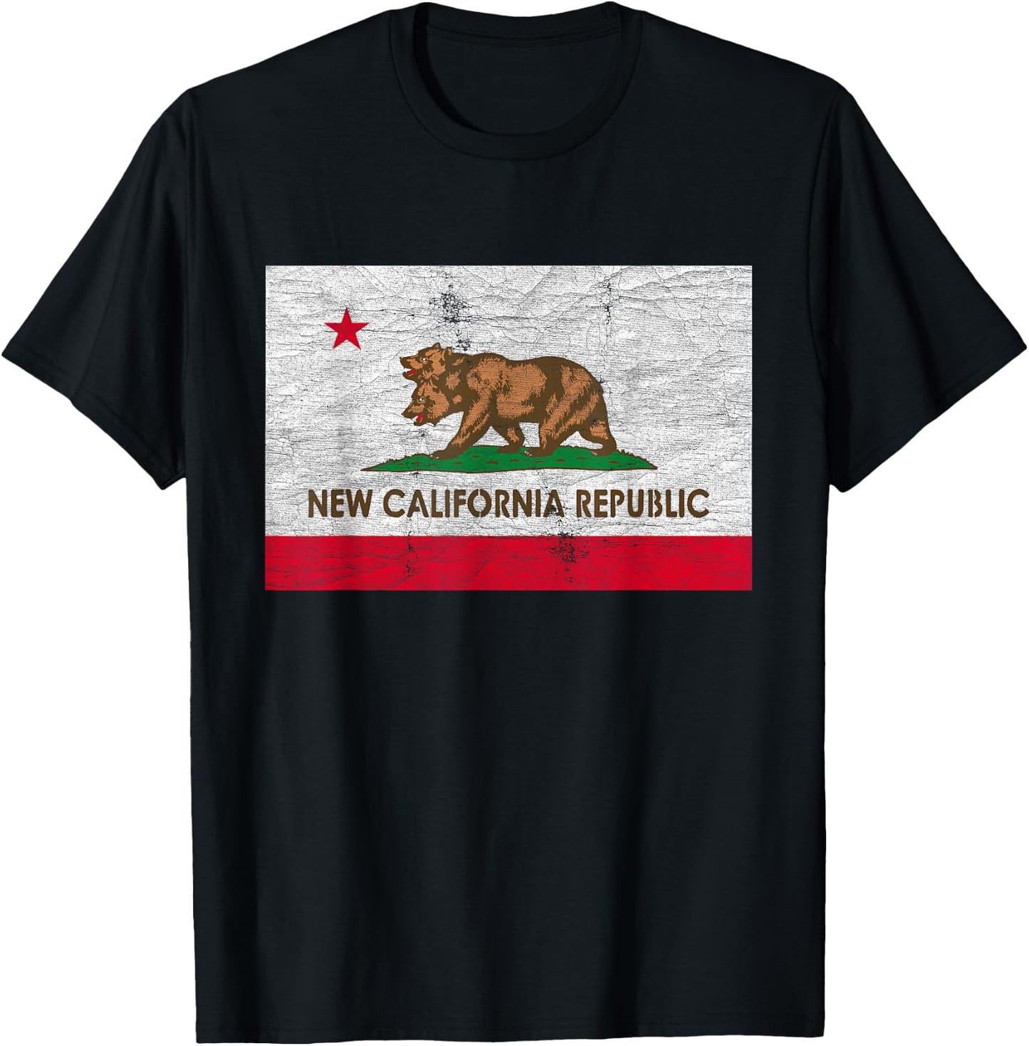 New California Republic Retro Distressed NCR Flag T-Shirt - T-Shirt | Black