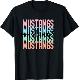 Mustangs Team Mascot School Spirit Game Night T-Shirt - T-Shirt | Black