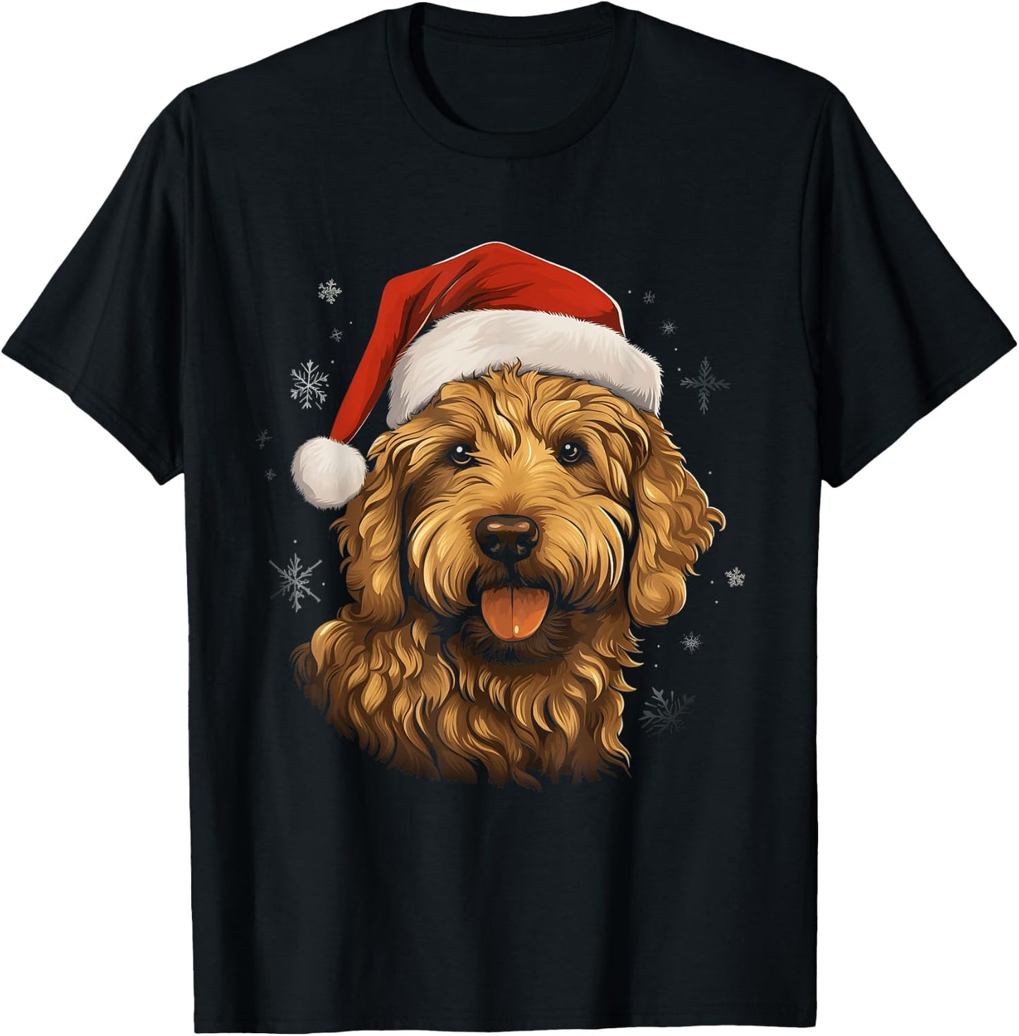 Golden Doodle Dog Dogs Christmas Walk T-Shirt - T-Shirt | Black