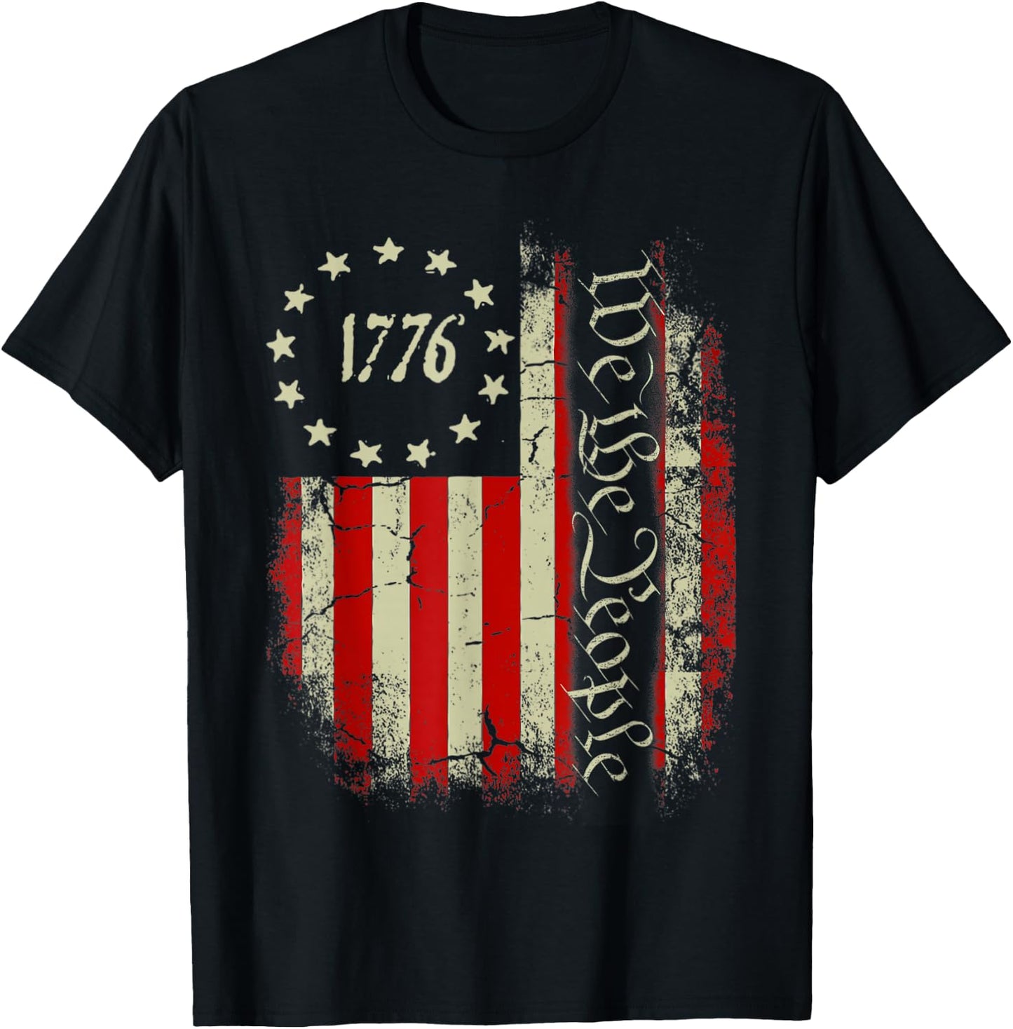 USA US Flag Patriotic 4th of July America T-Shirt - T-Shirt | Black