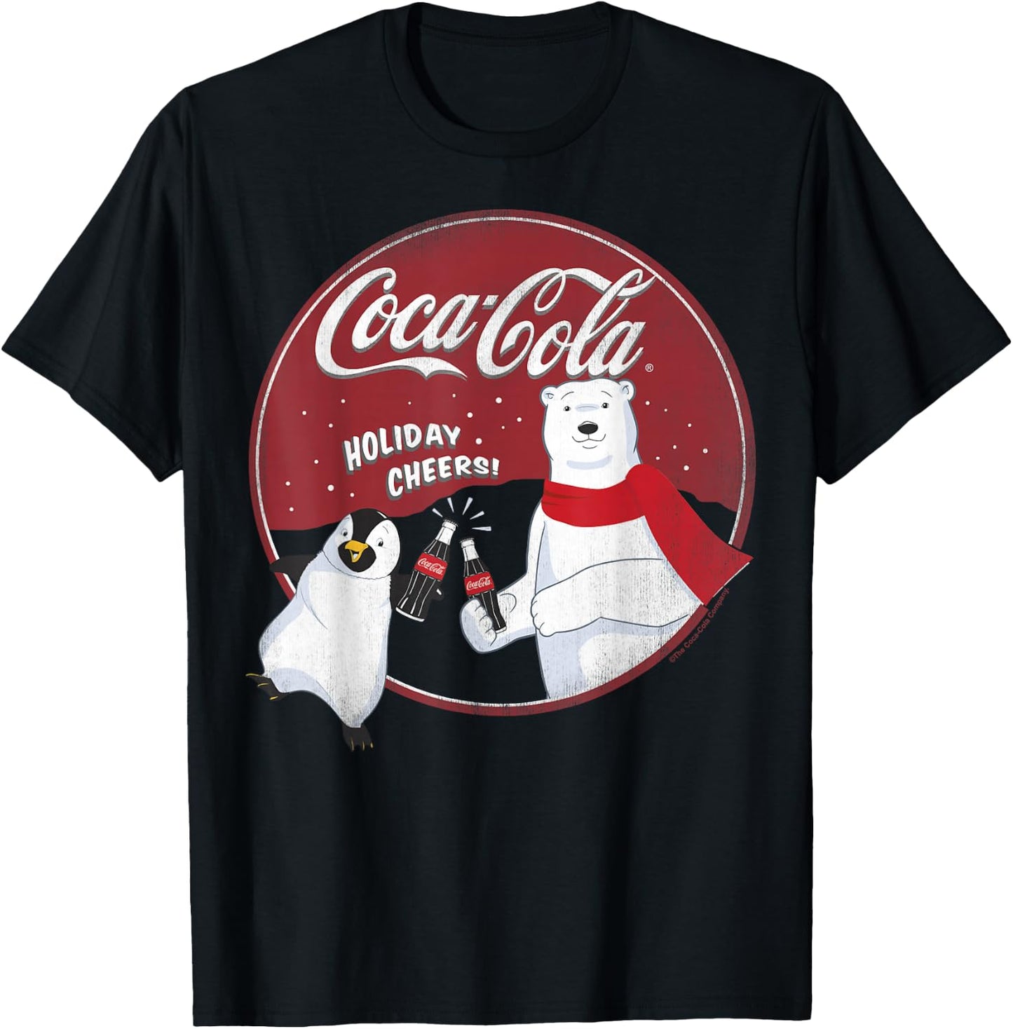 Coca-Cola Holiday Cheers Polar Bear Circle Logo T-Shirt - T-Shirt | Black