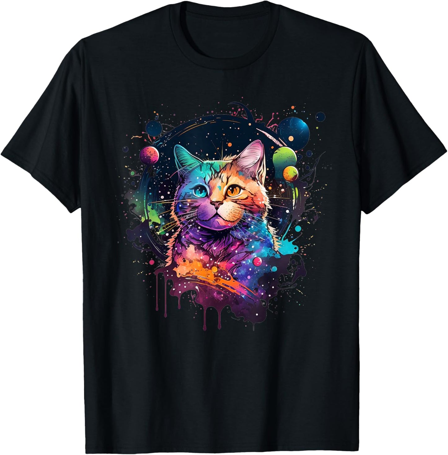 Cat Space Cat Galaxy Kitten Space Kitten Cat Women Kids T-Shirt - T-Shirt | Black