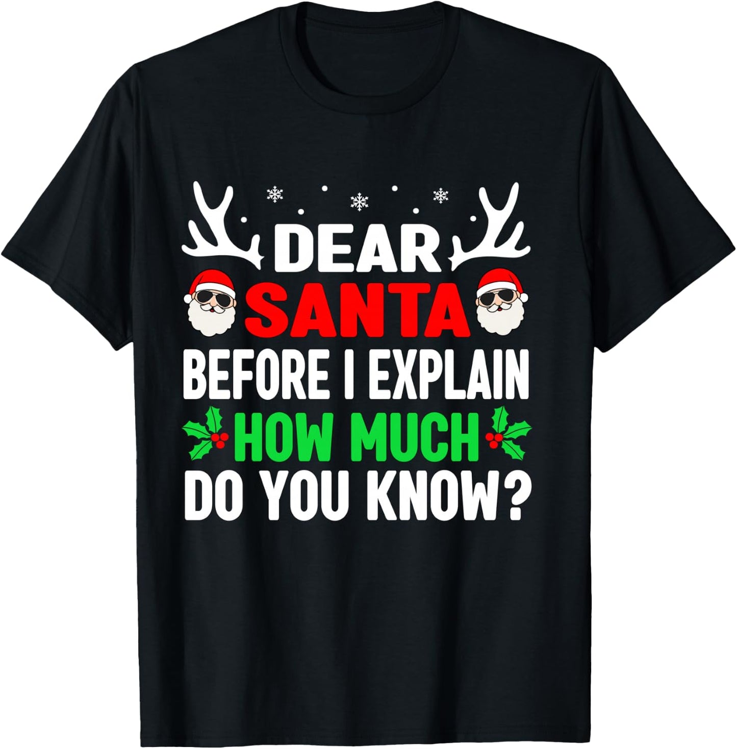 Funny Christmas Kids Adults Dear Santa I Can Explain T-Shirt - T-Shirt | Black