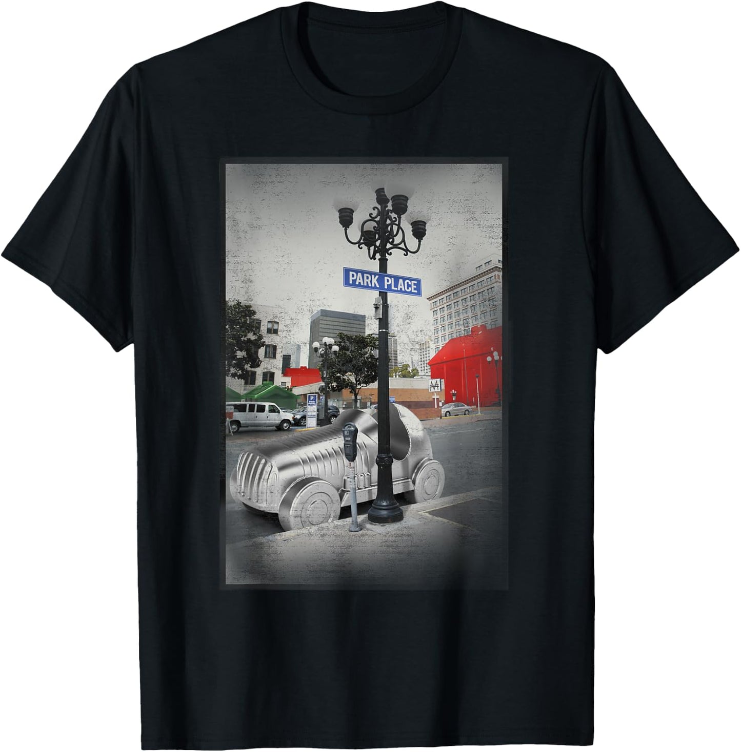 Monopoly Game Piece Car Park Place Vintage Picture Poster T-Shirt - T-Shirt | Black