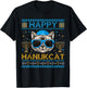 Happy Hanukcat Ugly Hanukkah Sweater Cat Chanukah Jewish T-Shirt - T-Shirt | Black