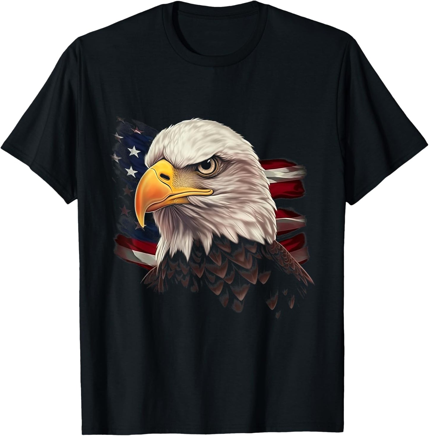 American Bald Eagle American Flag USA Bald Eagle T-Shirt - T-Shirt | Black