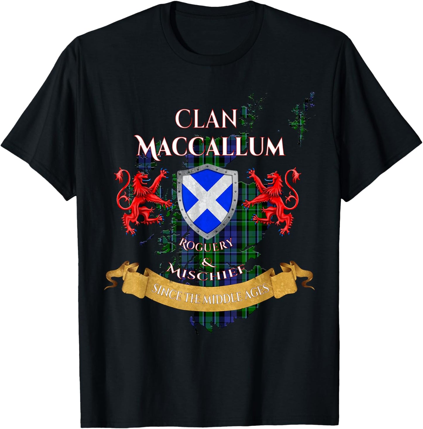 MacCallum Scottish Family Clan Middle Ages Mischief T-Shirt - T-Shirt | Black