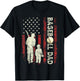 Fathers Day Baseball Dad USA Flag Gifts For Dad Men Baseball T-Shirt - T-Shirt | Black