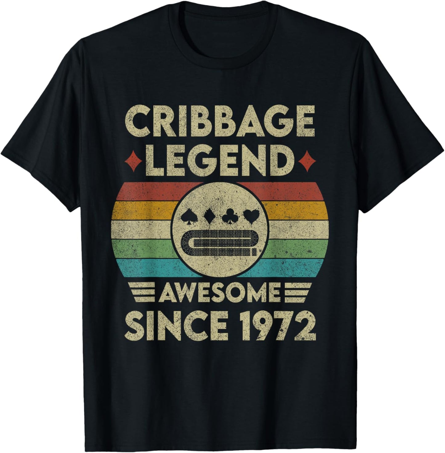 Cribbage Legend 51 Years Old Awesome Since 1972 Cribbage T-Shirt - T-Shirt | Black