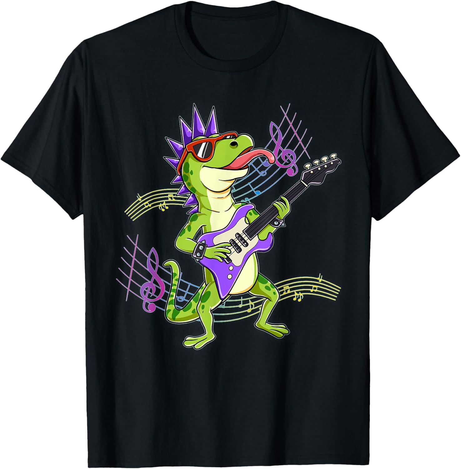 Gecko Guitar Rockstar T-Shirt - T-Shirt | Black