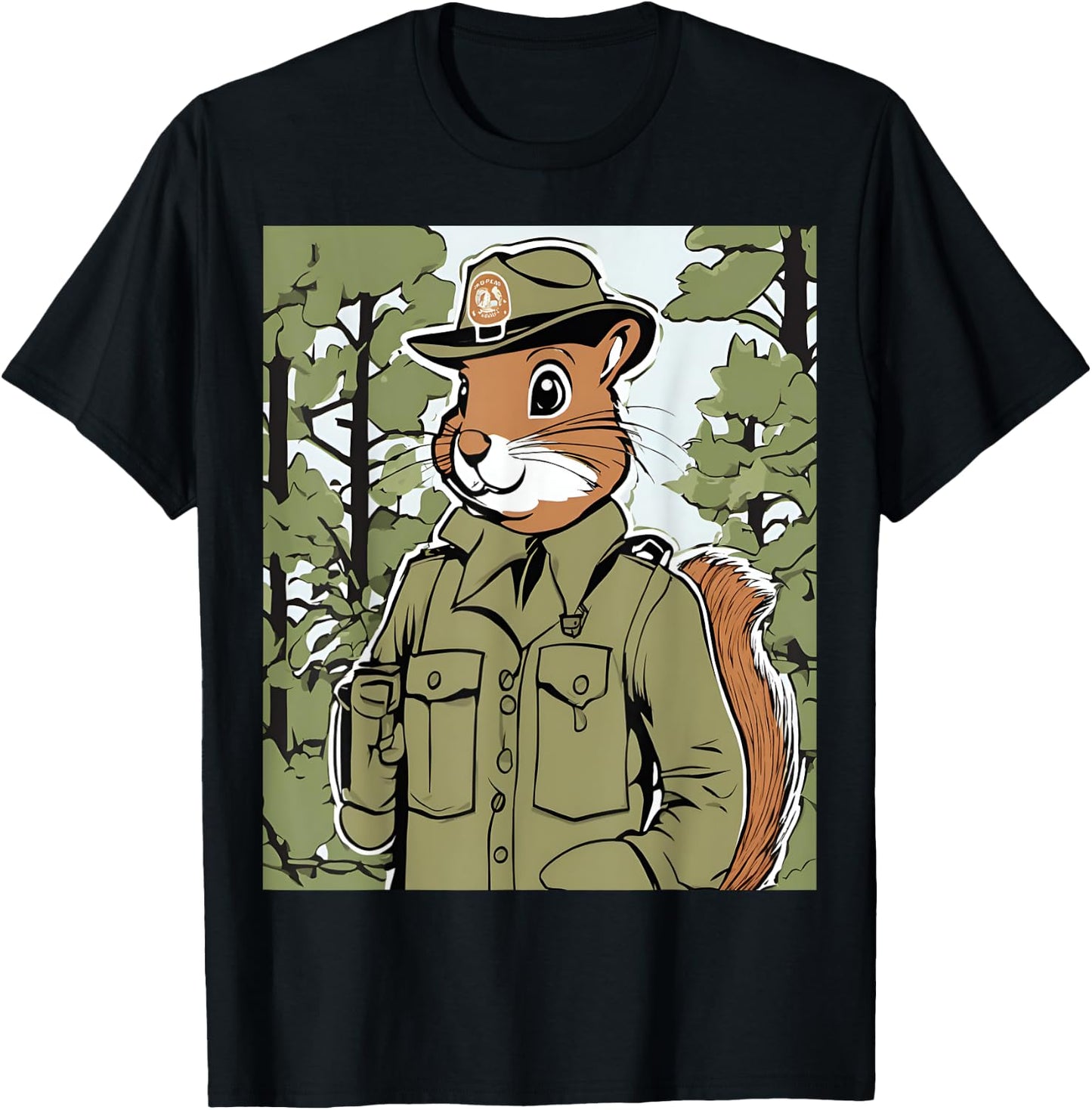 Squirrel Park Ranger Forest Protector Wildlife T-Shirt - T-Shirt | Black
