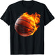 Fire Basketball Ball Flaming Basketball Player T-Shirt - T-Shirt | Black