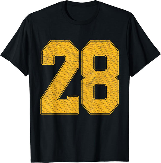 Number 28 Numbered Uniform Sports Team Jersey 28th Birthday T-Shirt - T-Shirt | Black