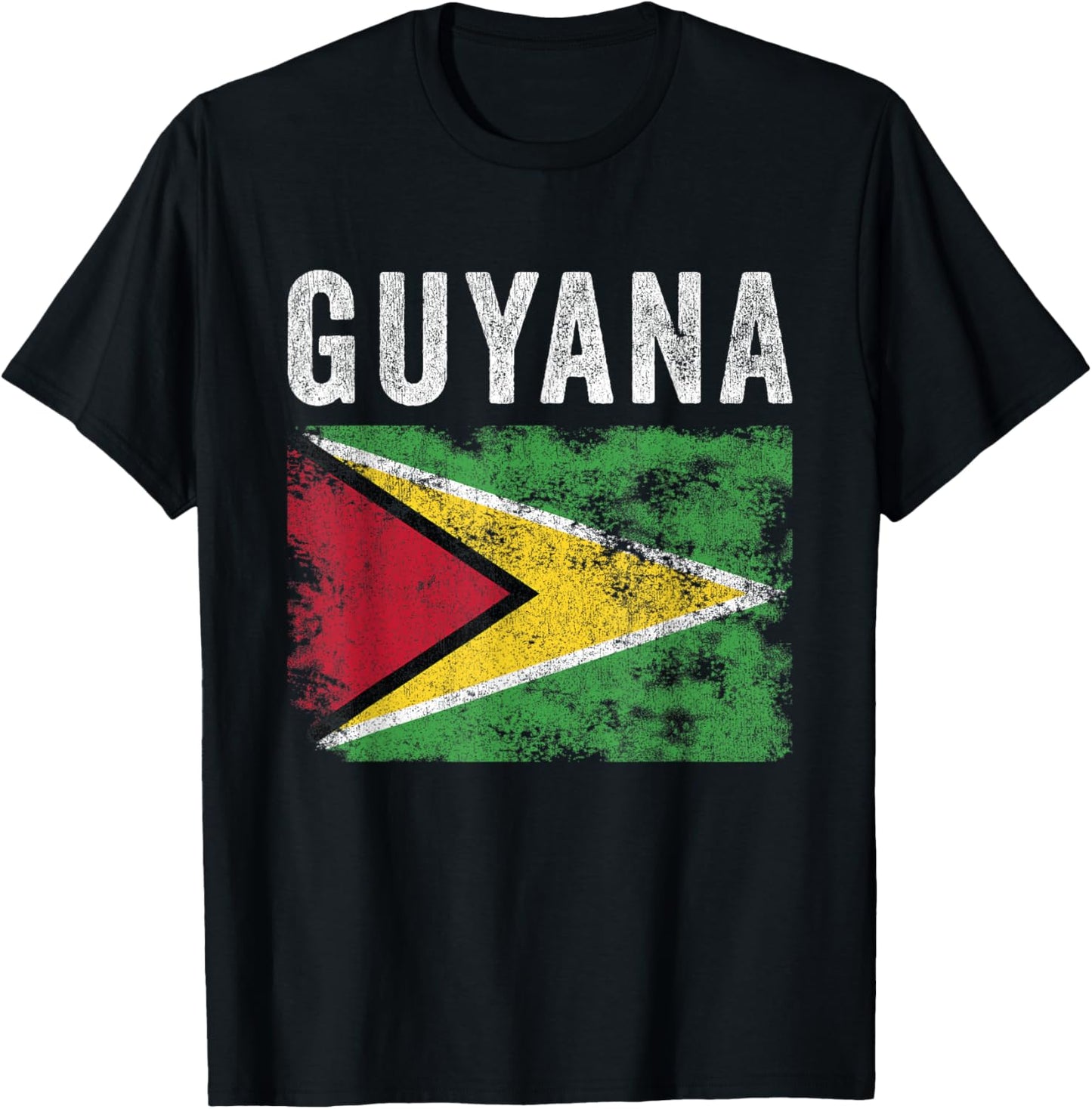Guyana Flag Distressed - Men Women Kids - Guyanese Flag T-Shirt - T-Shirt | Black