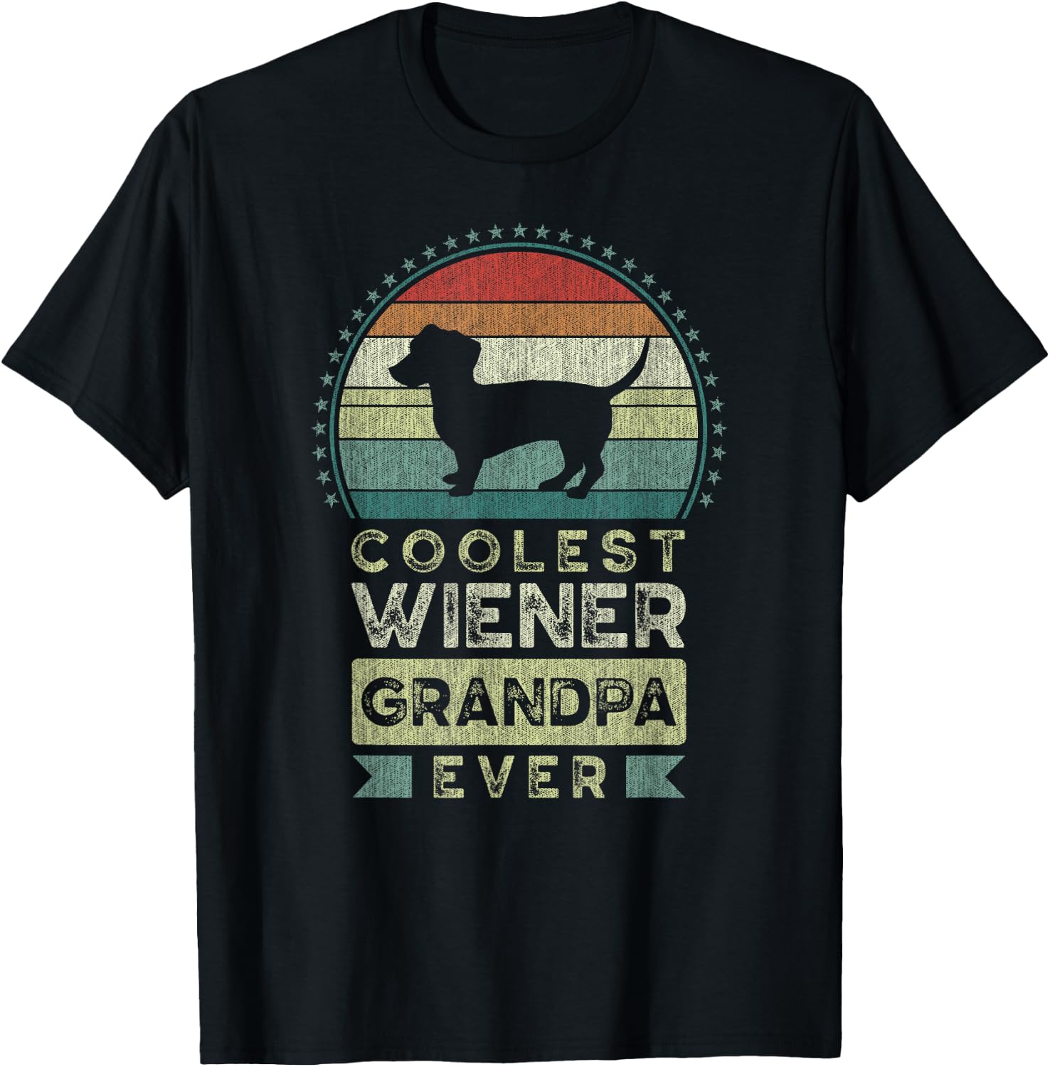Coolest Wiener Grandpa Ever, Father's Day, Dachshund T-Shirt - T-Shirt | Black