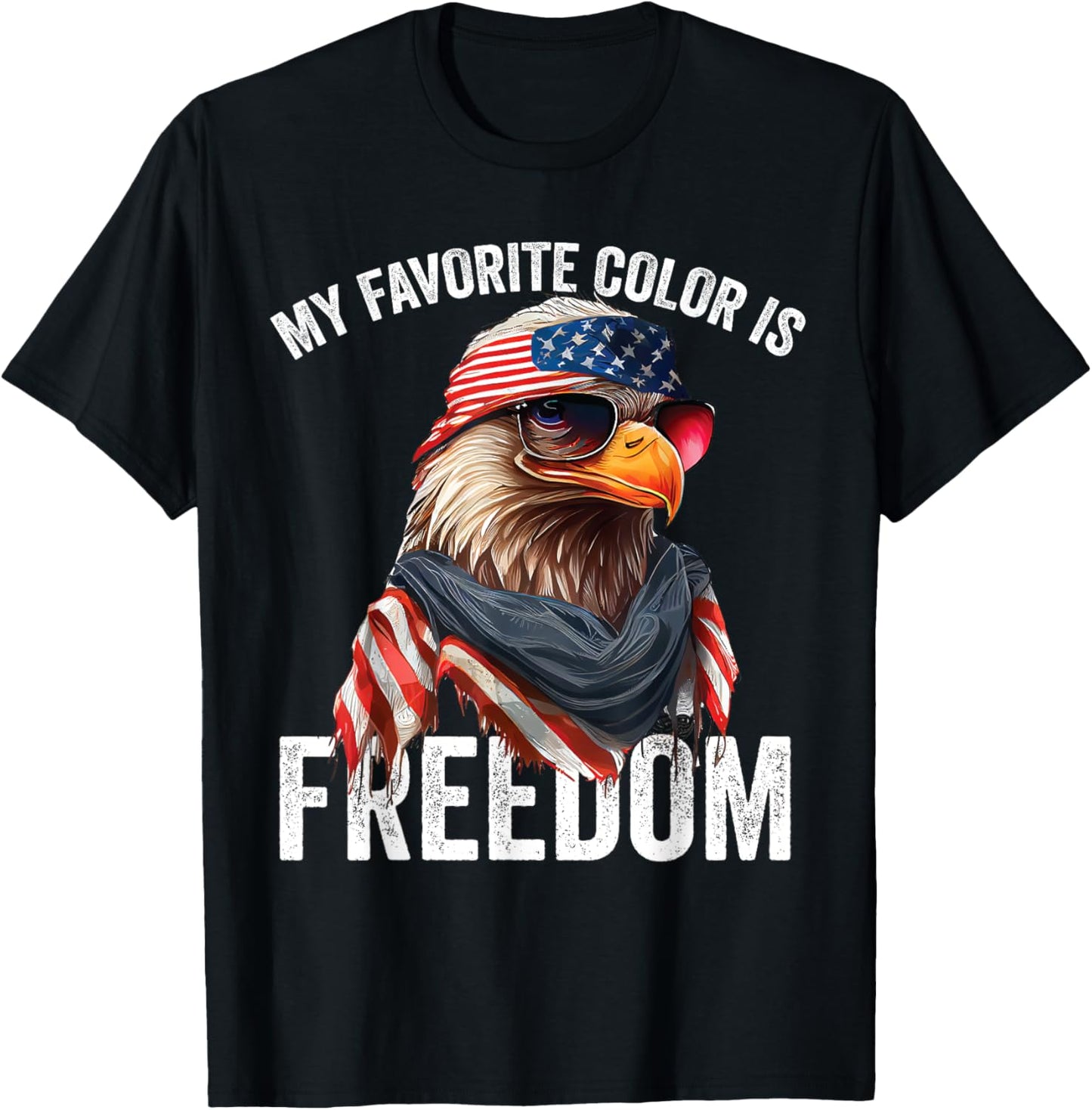 My Favorite Color Is Freedom Patriotic Eagle American Flag Kids Men T-Shirt - T-Shirt | Black
