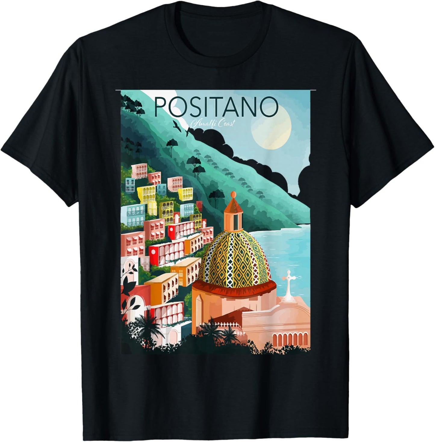 Amalfi Coast Positano Italy T-Shirt - T-Shirt | Black