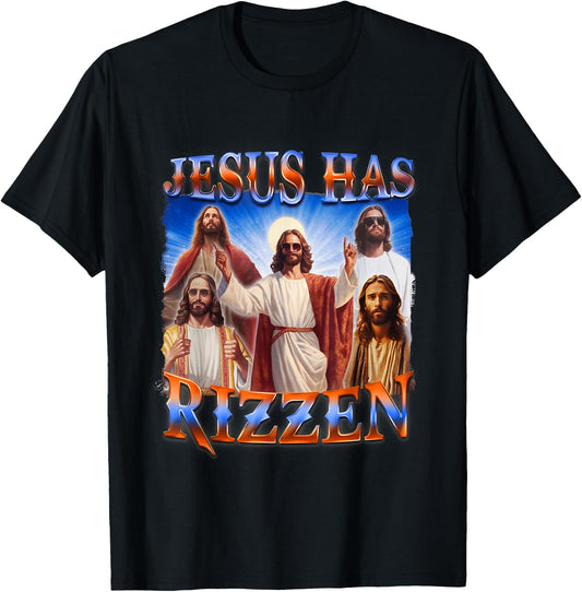 Jesus Has Rizzen Christian Men Women Bible Faith T-Shirt - T-Shirt | Black