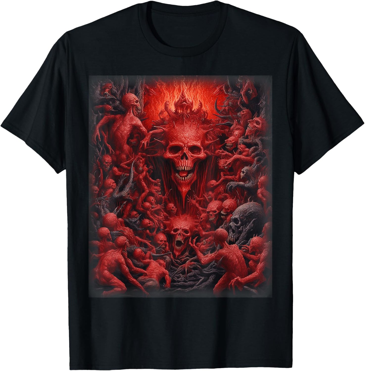 Visions of Hell | Satan Devils Demons Monster Skeleton Skull T-Shirt - T-Shirt | Black
