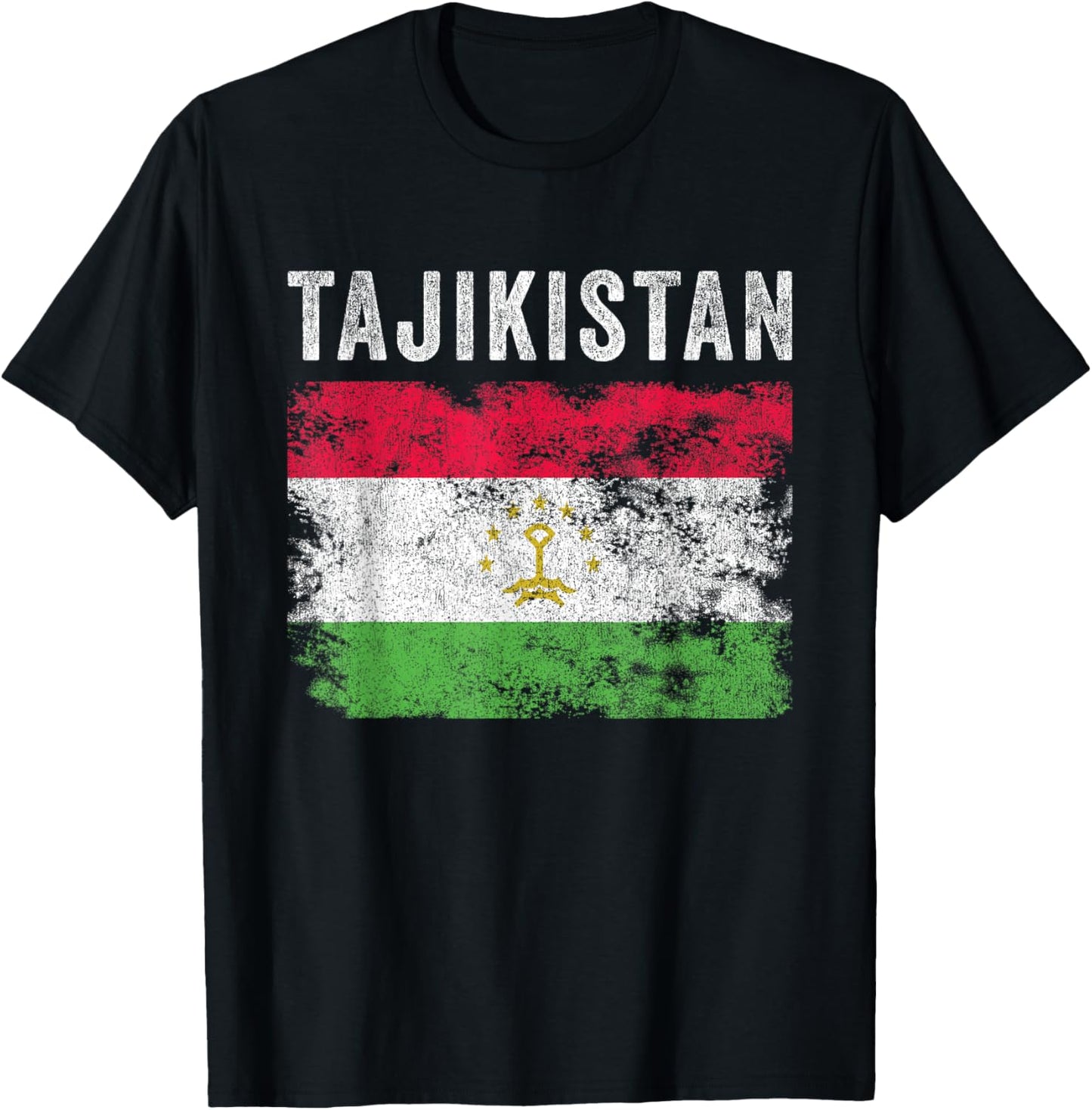 Tajikistan Flag Distressed - Men Women - Tajikistani Flag T-Shirt - T-Shirt | Black