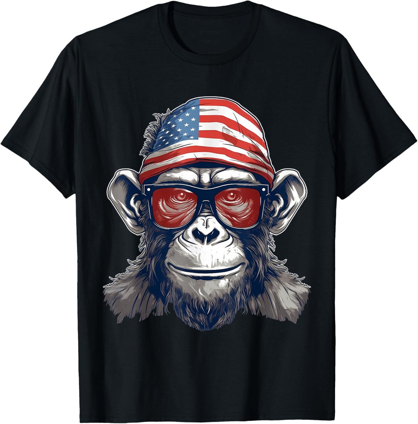 4th Of July US Flag Monkey T-Shirt - T-Shirt | Black