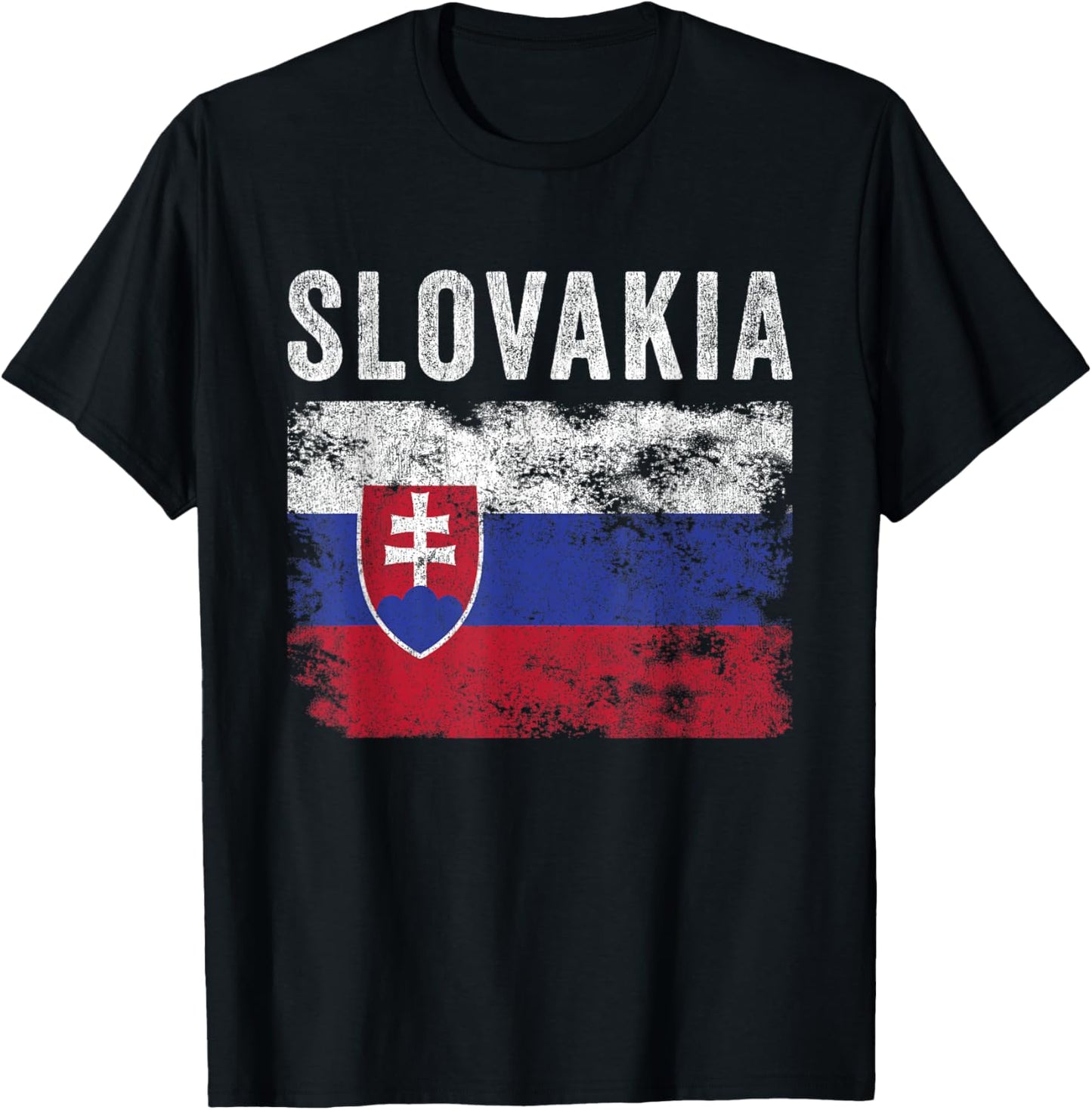 Slovakia Flag Distressed - Men Women Kids - Slovak Flag T-Shirt - T-Shirt | Black