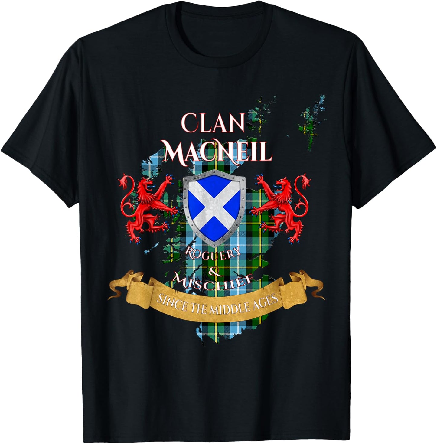 MacNeil Scottish Family Clan Middle Ages Mischief T-Shirt - T-Shirt | Black