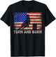 Turn And Burn USA American Flag Vintage Barrel Racing Rodeo T-Shirt - T-Shirt | Black