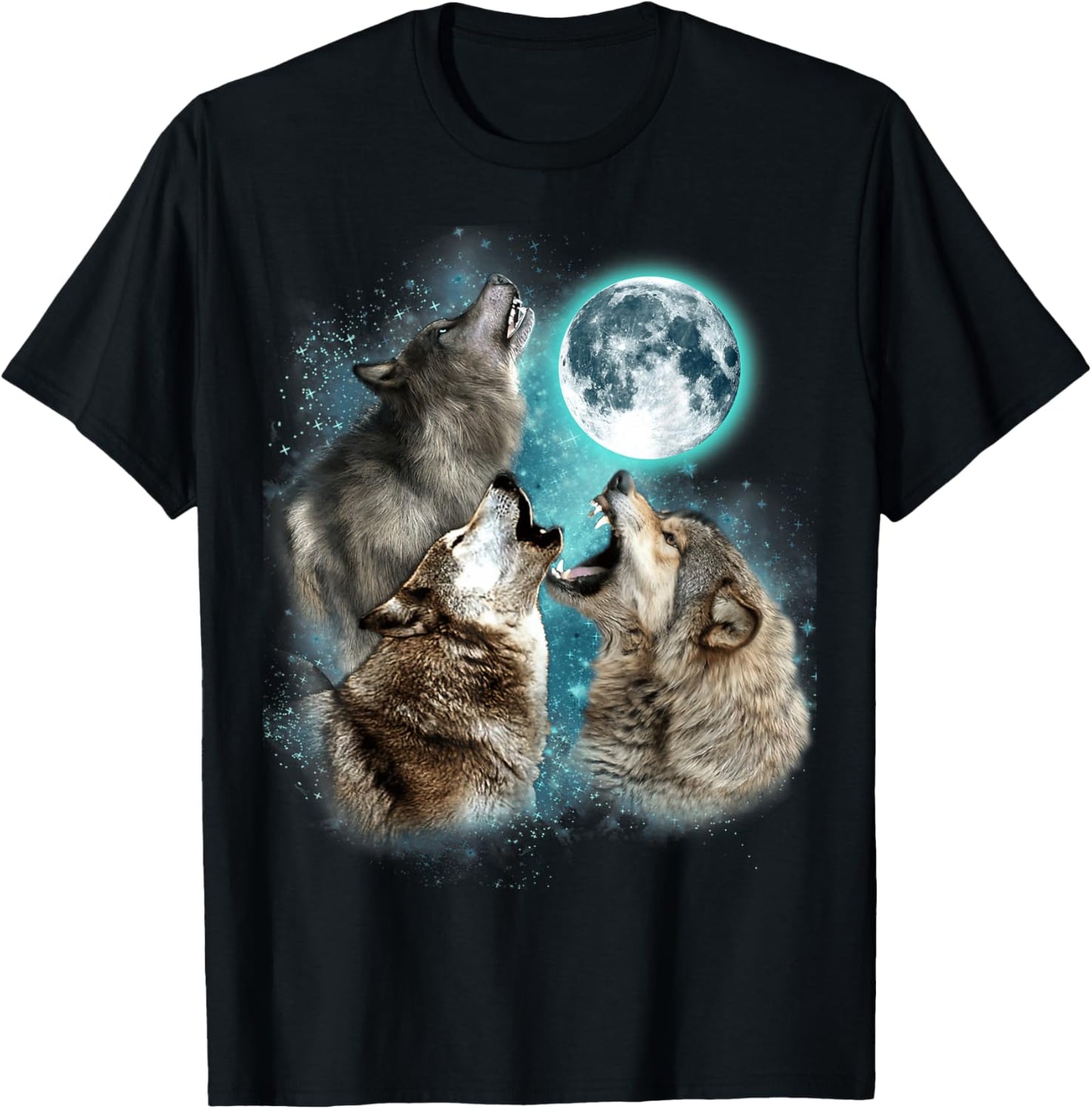 3 Wolf Moon Howling Wolf Head Funny Wolves Women T-Shirt - T-Shirt | Black