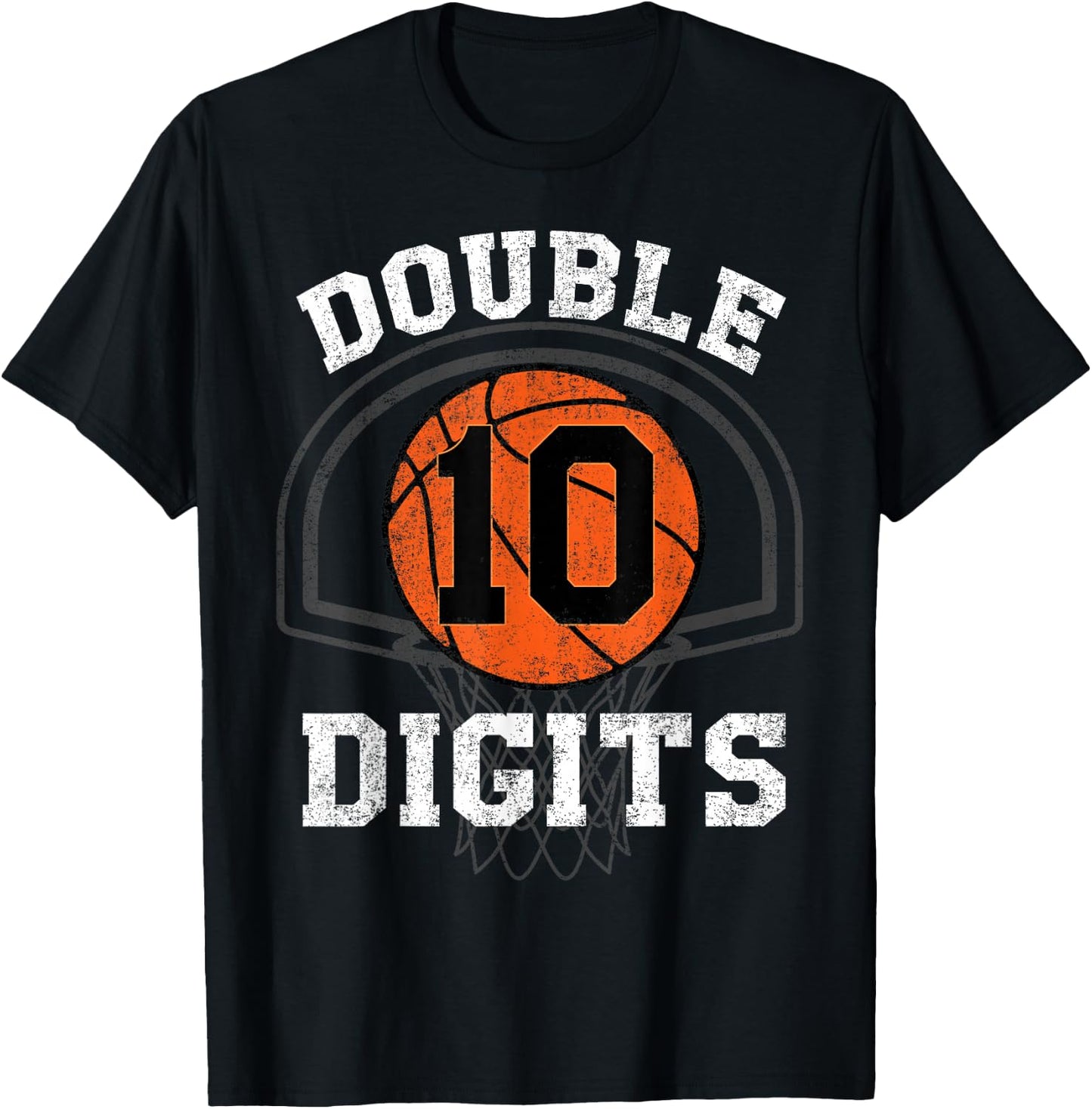 Double Digits 10th Birthday Decorations Boy Basketball Bday T-Shirt - T-Shirt | Black