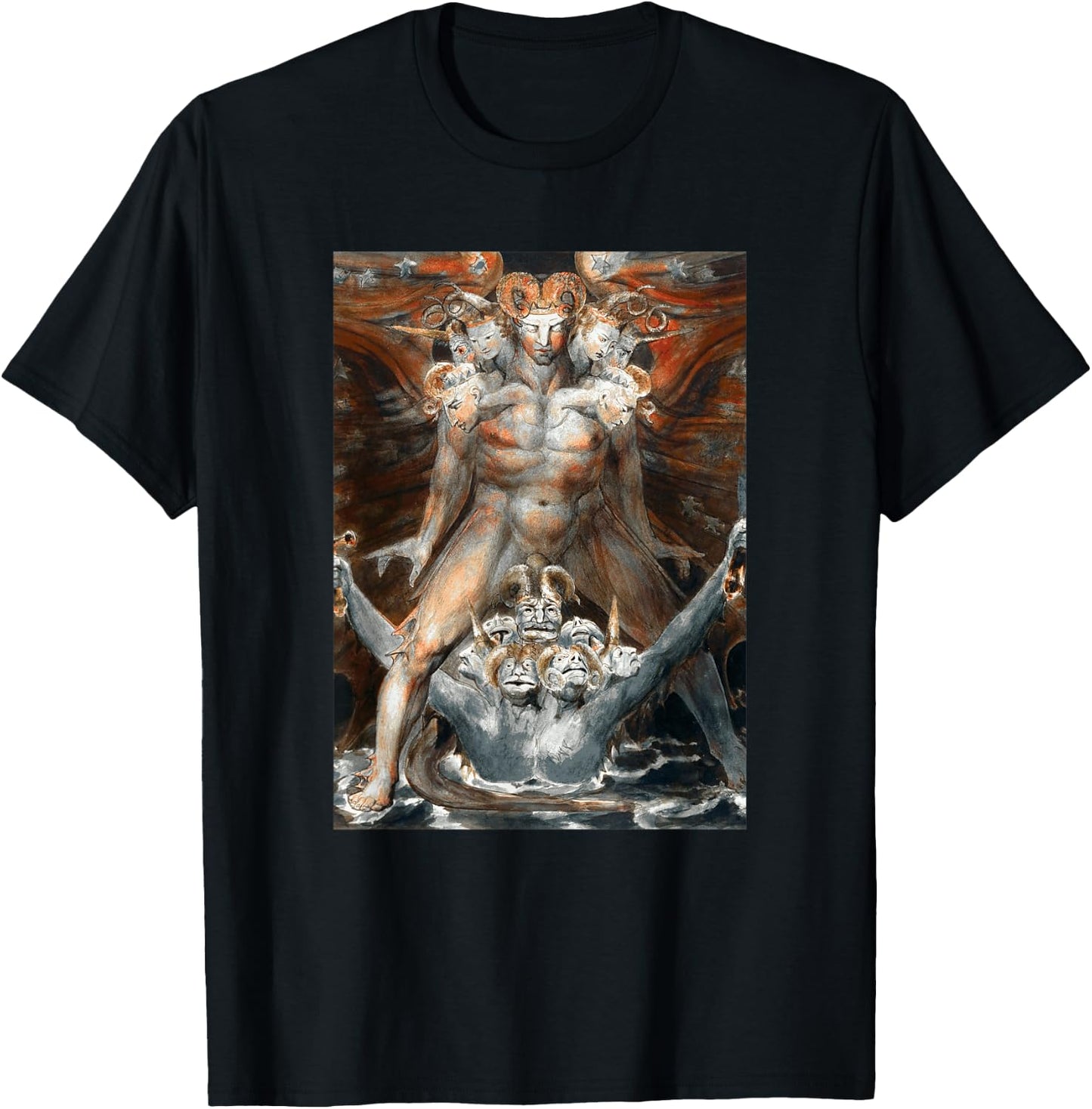 Great Red Dragon and the Beast William Blake The Bible Art T-Shirt - T-Shirt | Black