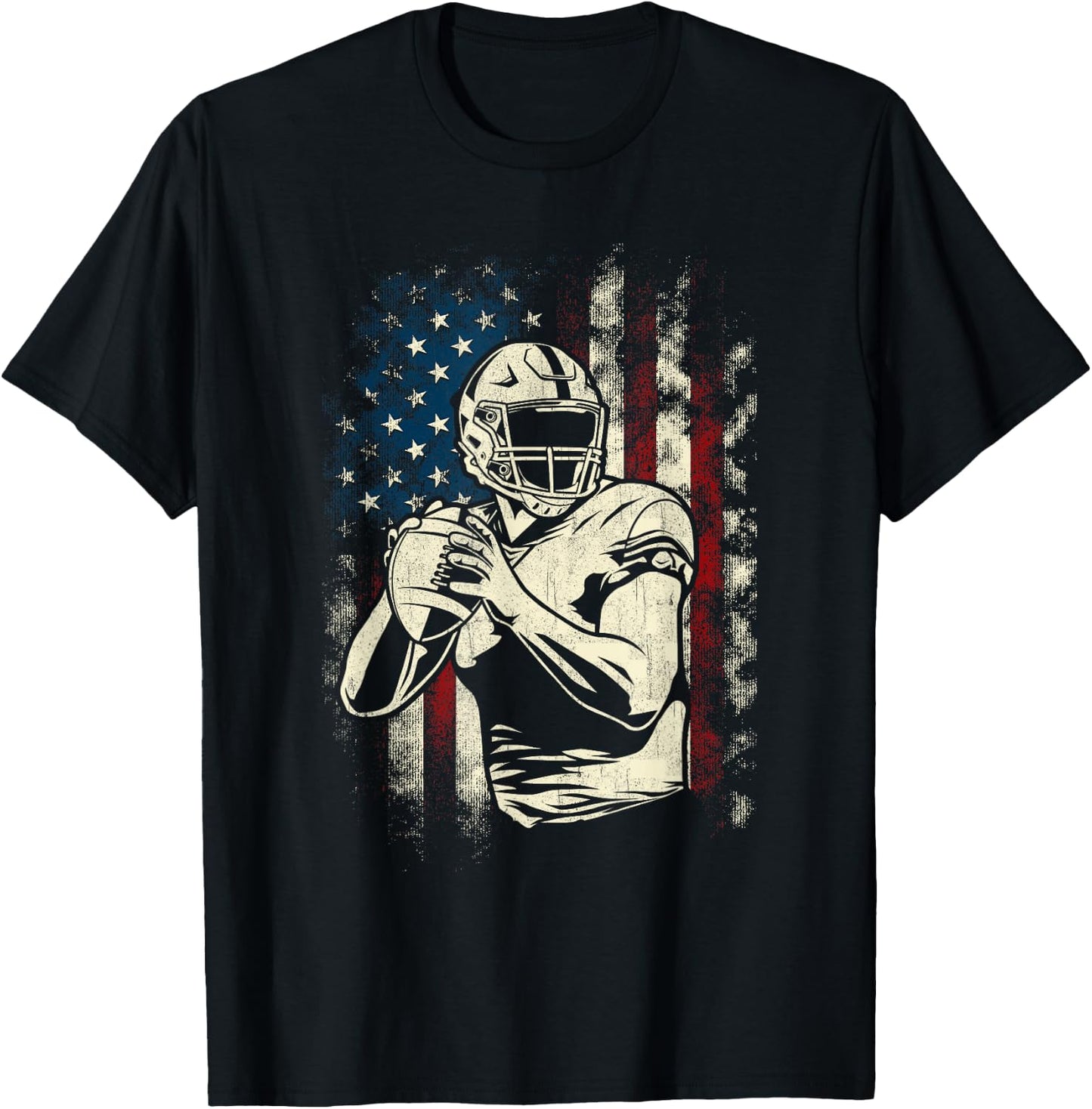 Patriotic Football Player - American Game Ball Sports Lover T-Shirt - T-Shirt | Black