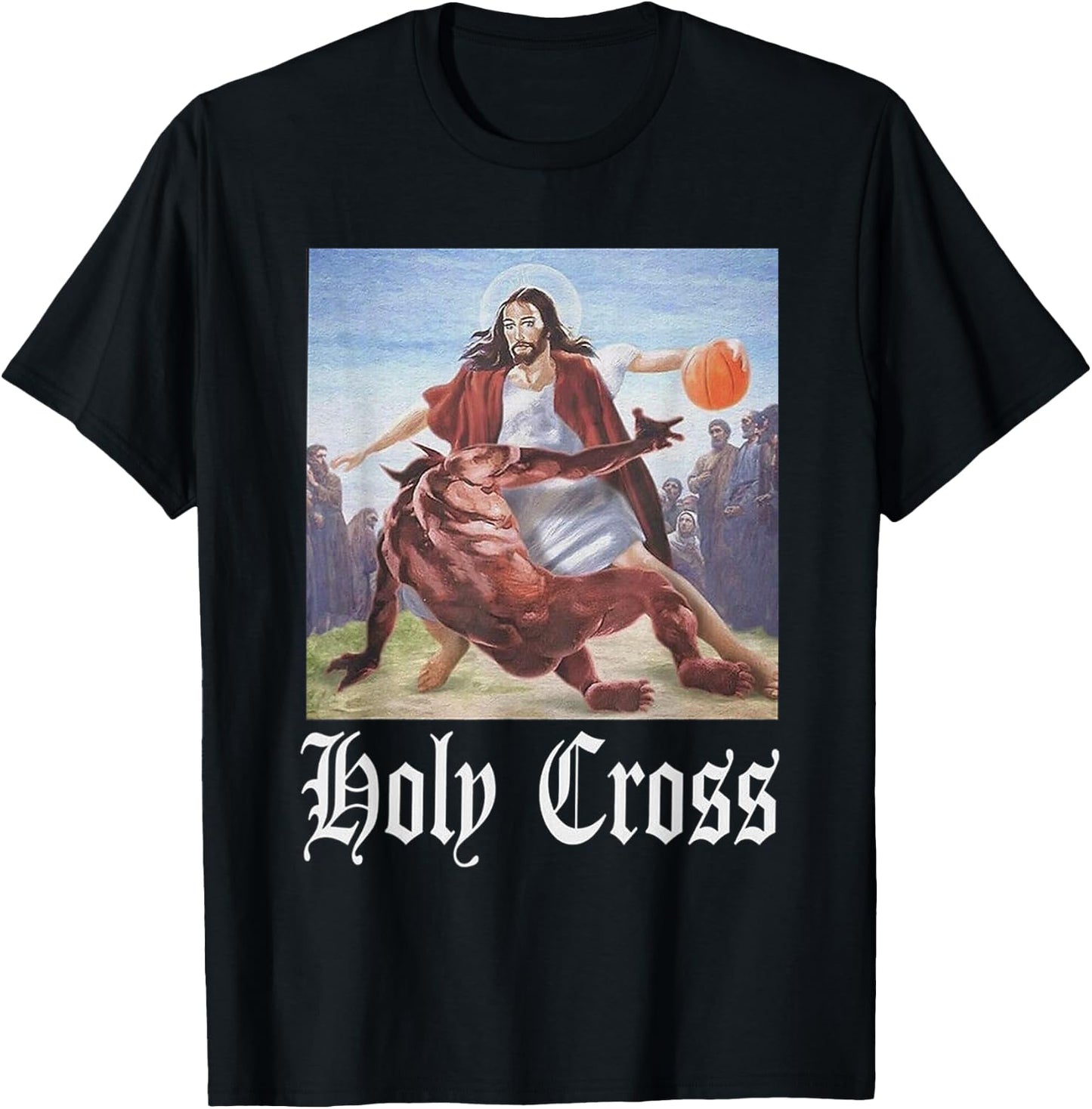 Not Today Satan Jesus Crossover Basketball Holy Cross T-Shirt - T-Shirt | Black