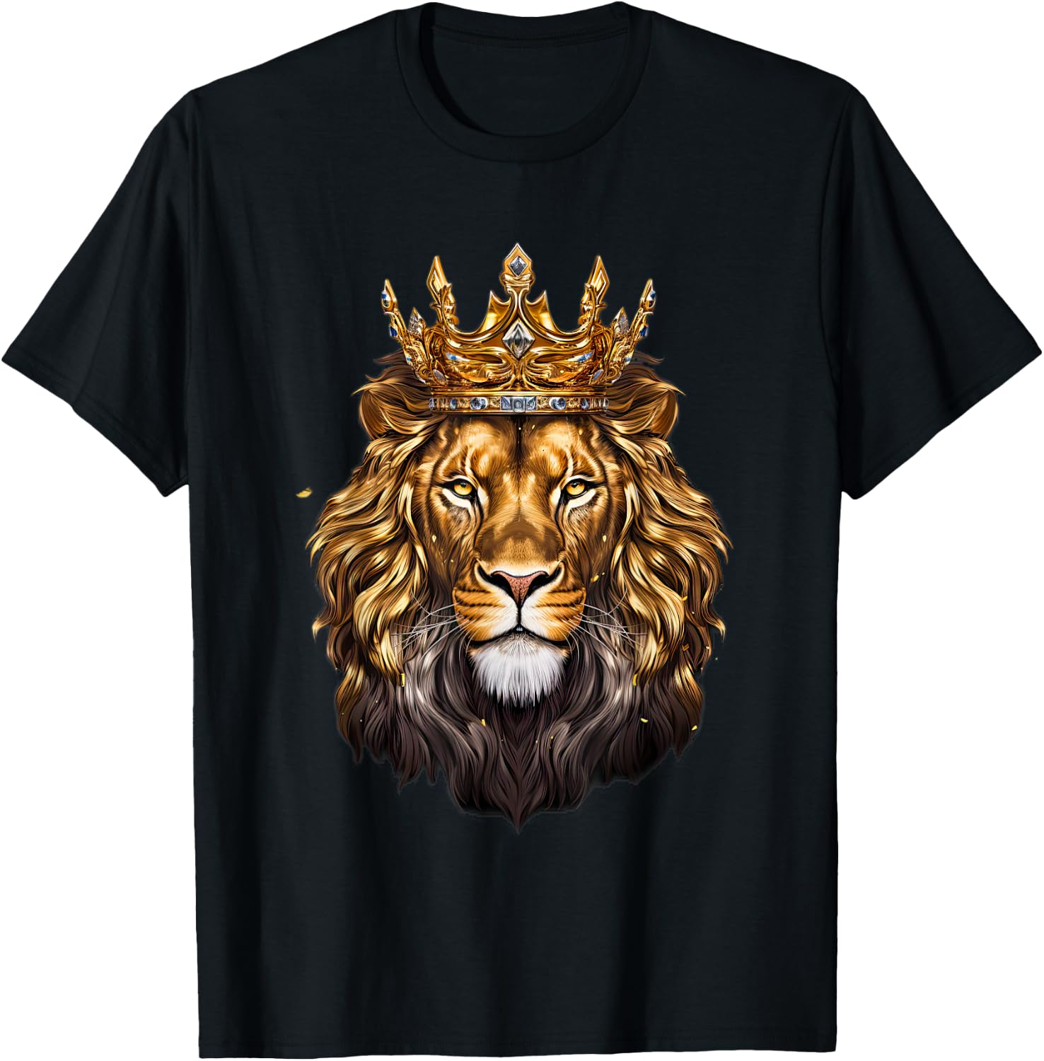 Lion Head Golden Crowned Biblical Lion of Judah T-Shirt - T-Shirt | Black