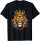 Lion Head Golden Crowned Biblical Lion of Judah T-Shirt - T-Shirt | Black