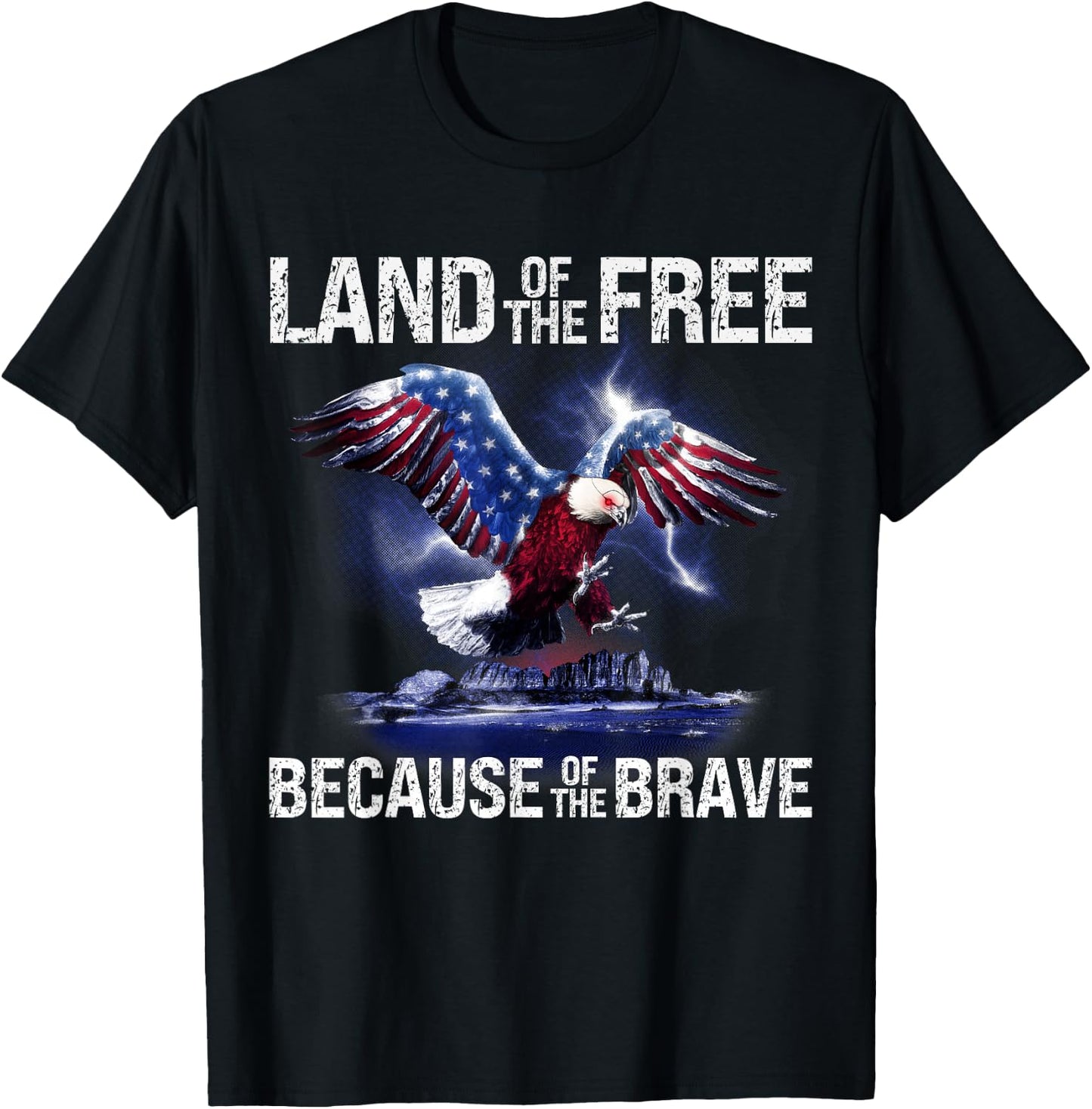 USA Eagle Land of the Free Because of the Brave T-Shirt - T-Shirt | Black