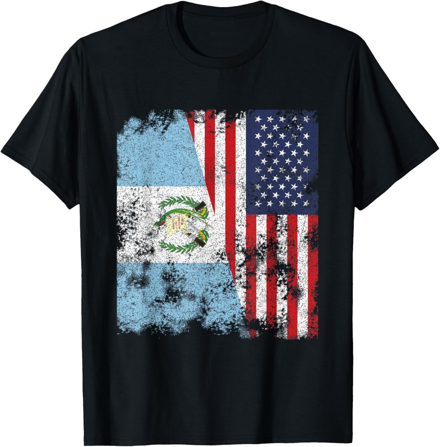 Guatemala USA Flag Distressed - Half American Kids Men T-Shirt - T-Shirt | Black