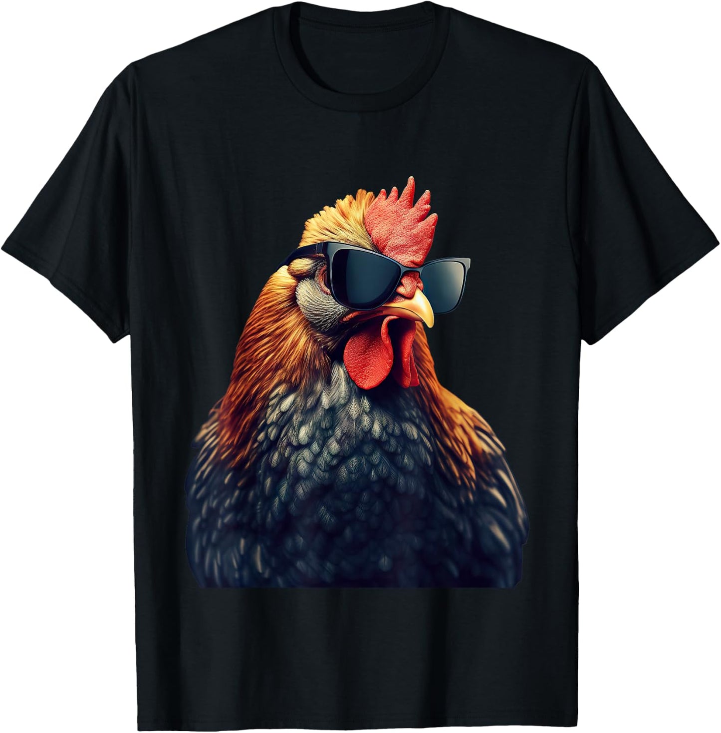 Retro Vintage Chicken Cool Rooster Wearing Sunglasses T-Shirt - T-Shirt | Black