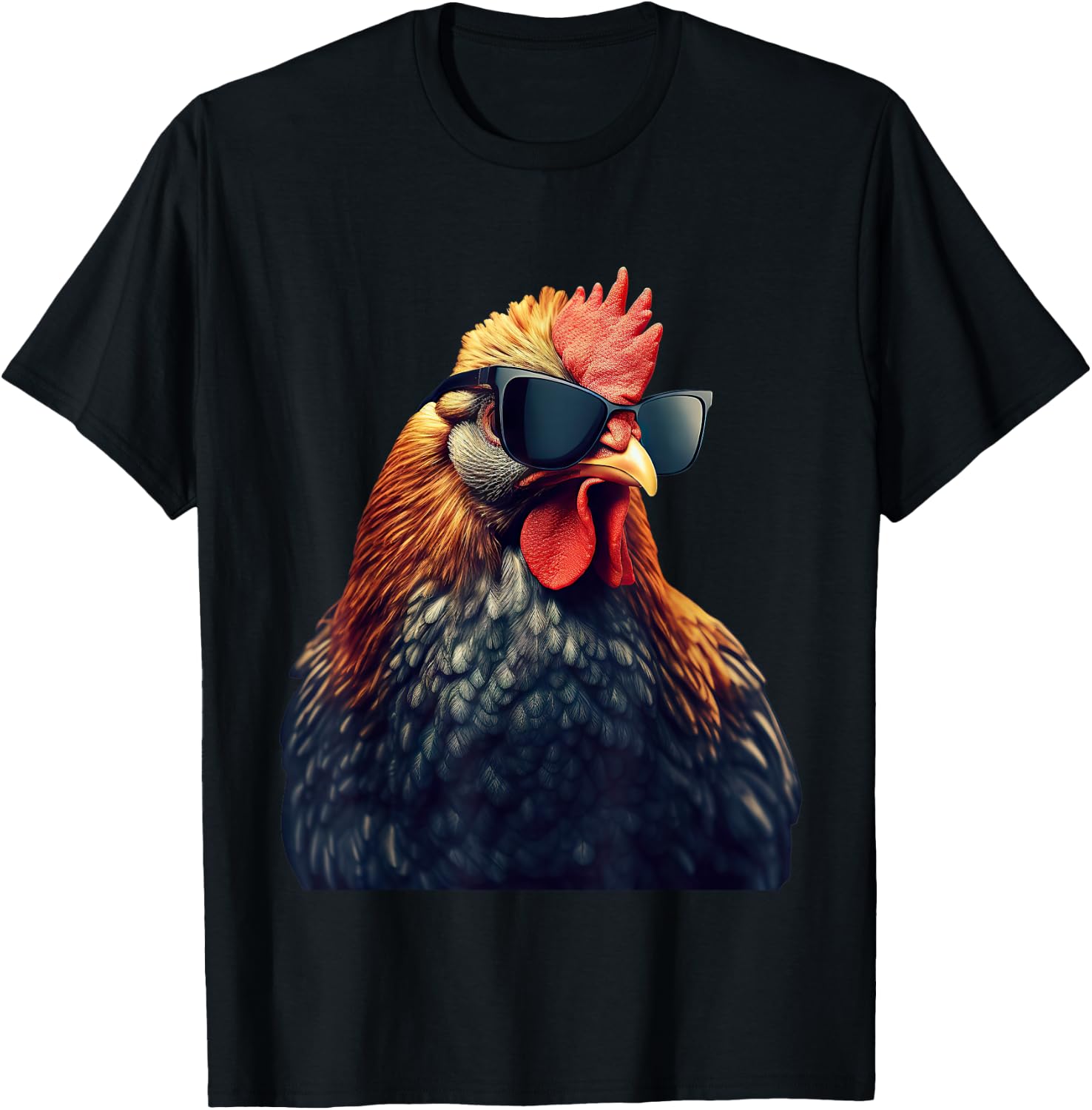 Retro Vintage Chicken Cool Rooster Wearing Sunglasses T-Shirt - T-Shirt | Black