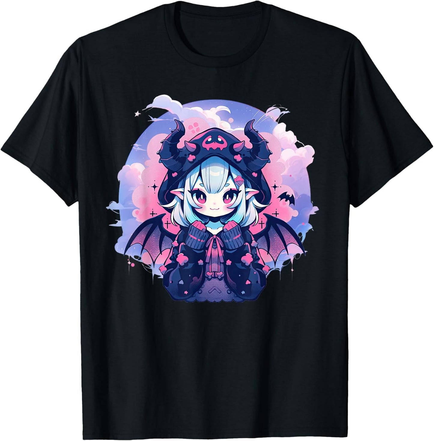 Anime Demon Girl Kawaii Succubus Pastel Goth Cute Witchcraft T-Shirt - T-Shirt | Black