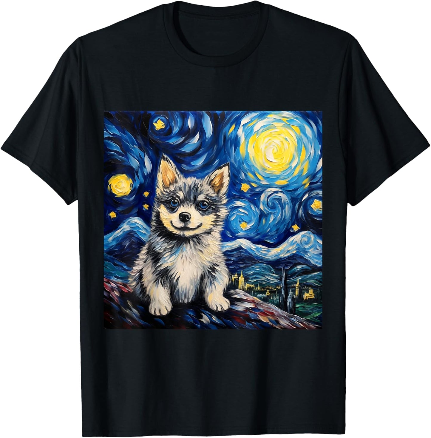 Starry Night Alaskan Klee Kai - Alaskan Klee Kai T-Shirt - T-Shirt | Black