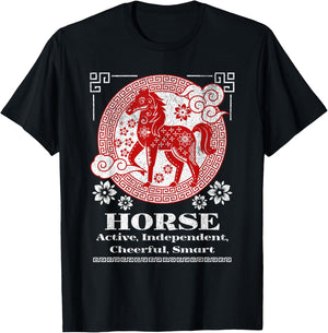 Chinese Zodiac Horse Personality T-Shirt - T-Shirt | Black