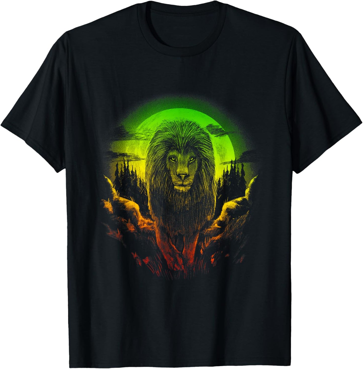 Rasta Reggae Lion Of Judah Jamaican Pride Rastafarian Lion T-Shirt - T-Shirt | Black
