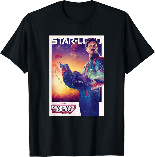 Marvel Guardians of The Galaxy Volume 3 Star-Lord Poster T-Shirt - T-Shirt | Black