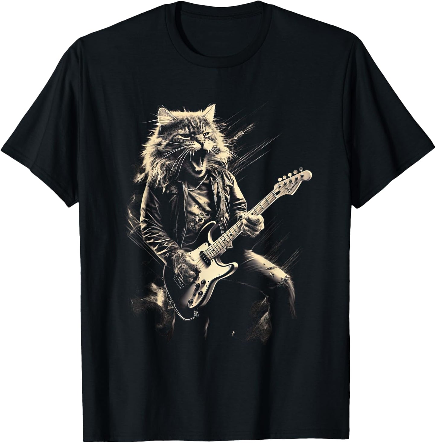 Cat Playing Bass Guitar Guitarist Rocker cool Men Women Kids T-Shirt - T-Shirt | Black