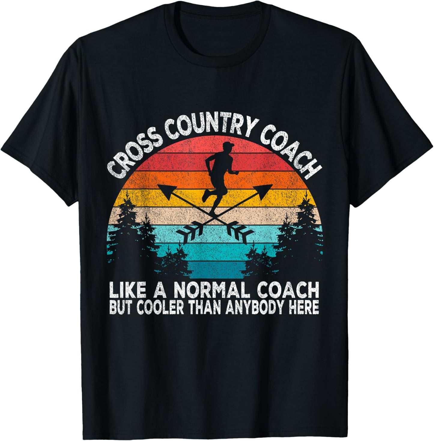 Cross Country Coach Cross Country Running Coach Retro T-Shirt - T-Shirt | Black