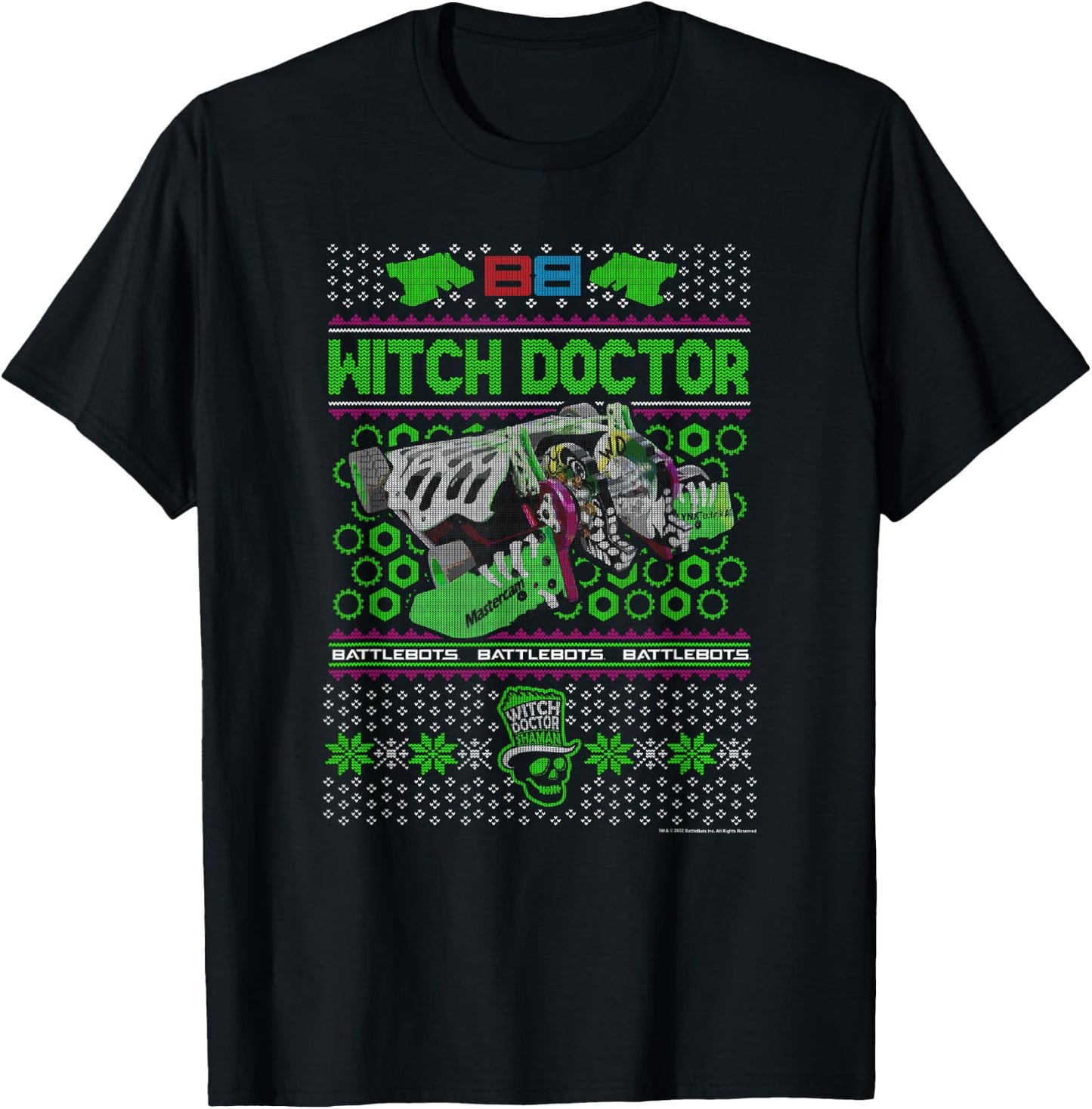 BattleBots Christmas Ugly Sweater Witch Doctor T-Shirt - T-Shirt | Black